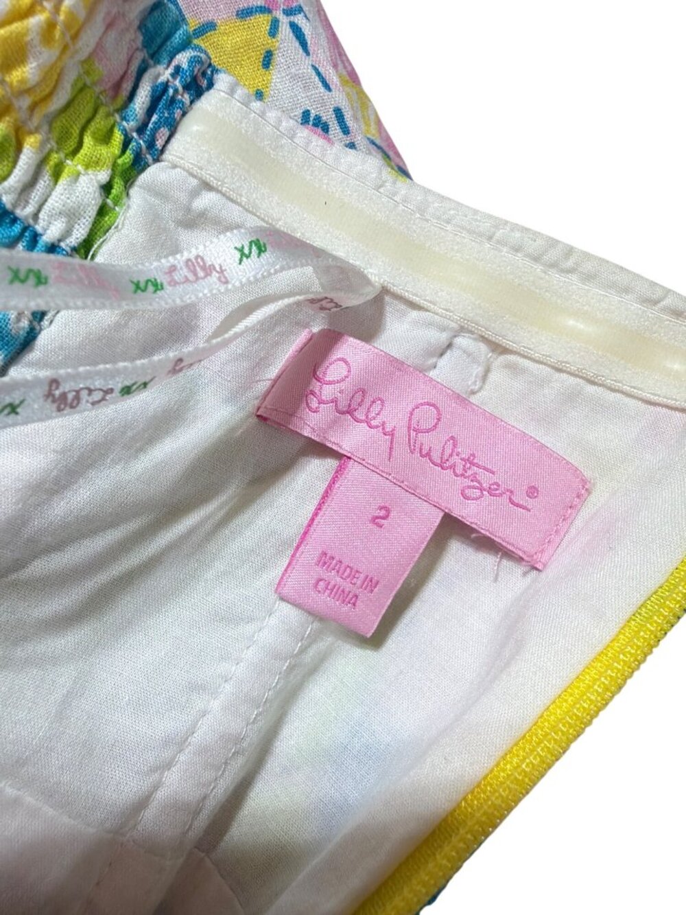 Lilly Pulitzer Vintage Y2K Gweneth Babydoll Loco Patch Madras Strapless Sun Dres - Picture 7 of 8